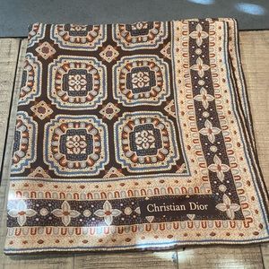 Christian Dior Vintage Brown Silk Scarf